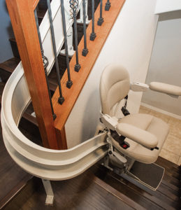 Curved stair lift in Appleton home