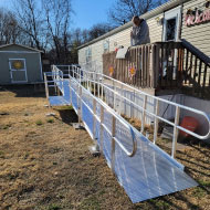 Long Silver Porch Lift on Trailer Home in Chicago, Cudahy, Wausau, Milwaukee, Appleton, Roselle