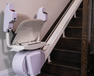 Gray Stairlift on Stairs in Galena, Dekalb, Sheboygan, Springfield, Wausau, Chicago