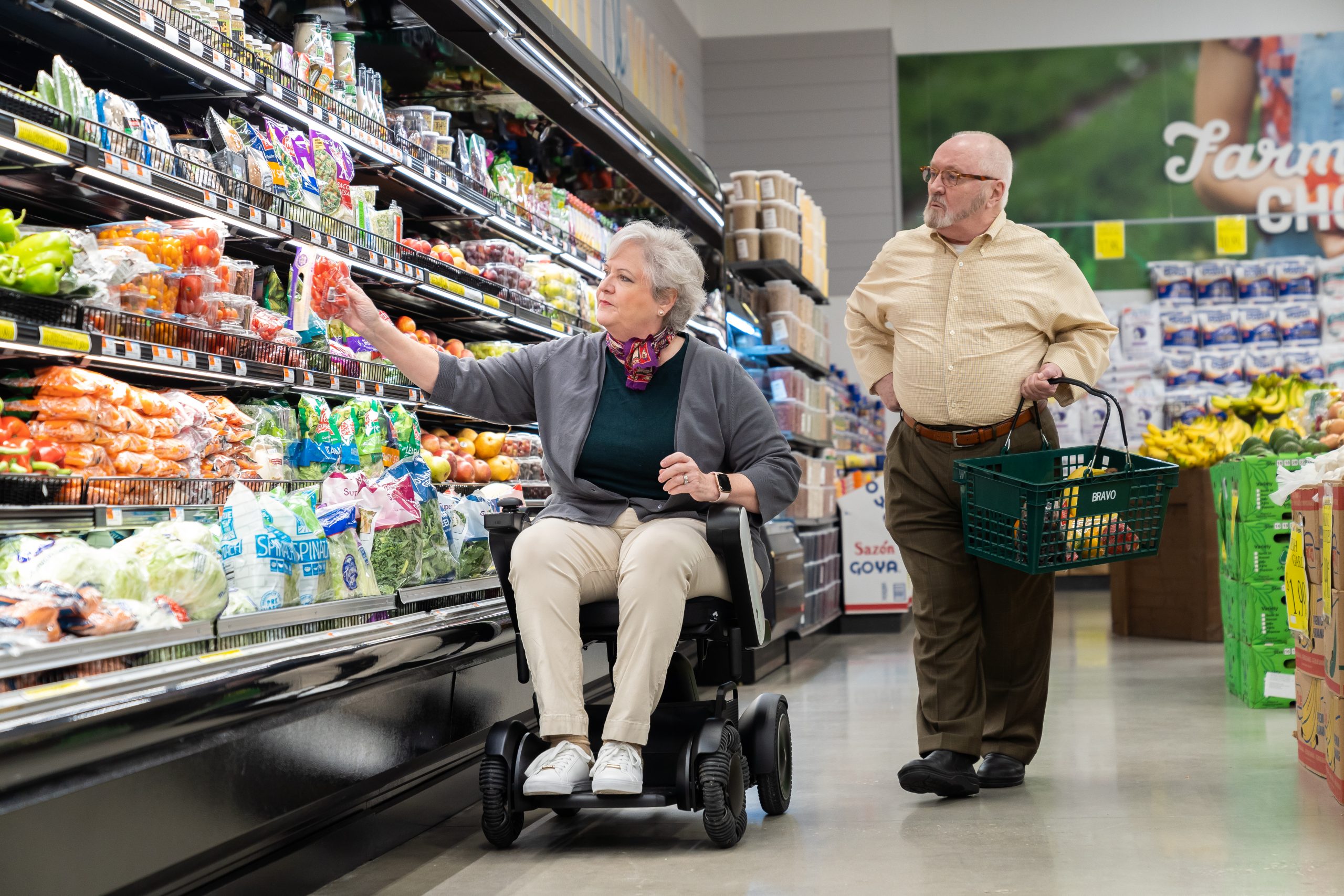 Elderly Couple Shopping at a Grocery Store in a Power Transport Wheelchair in Green Bay, Kenosha, Racine, Milwaukee, Appleton, Neenah