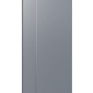 Resembling the Luxury Laminated Technology Elevator by REI, this refrigerator features a tall, rectangular silver-gray design with a sleek, modern aesthetic and minimal visible handles on the front.