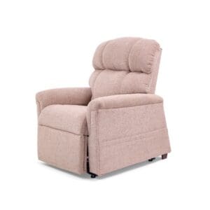 Beige Comforter Petite Small - Lift Chair by Golden Technologies, featuring padded armrests and tufted backrest, shown on a white background. Adjustable power recliner designed for comfort and style.