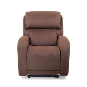 The EZ Sleeper with Twilight Medium/Large Lift Chair by Golden Technologies, shown against a plain white background, features plush brown upholstery, padded armrests, a cushioned backrest, and multi-position lift functionality for adjustable comfort.