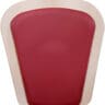 A maroon, trapezoid-shaped chair backrest with beige edges for the Freecurve Curved Stair Lift by Handicare, shown front-facing on a white background.