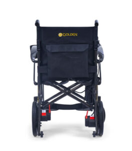 Cricket LT Carbon power wheelchair back view.