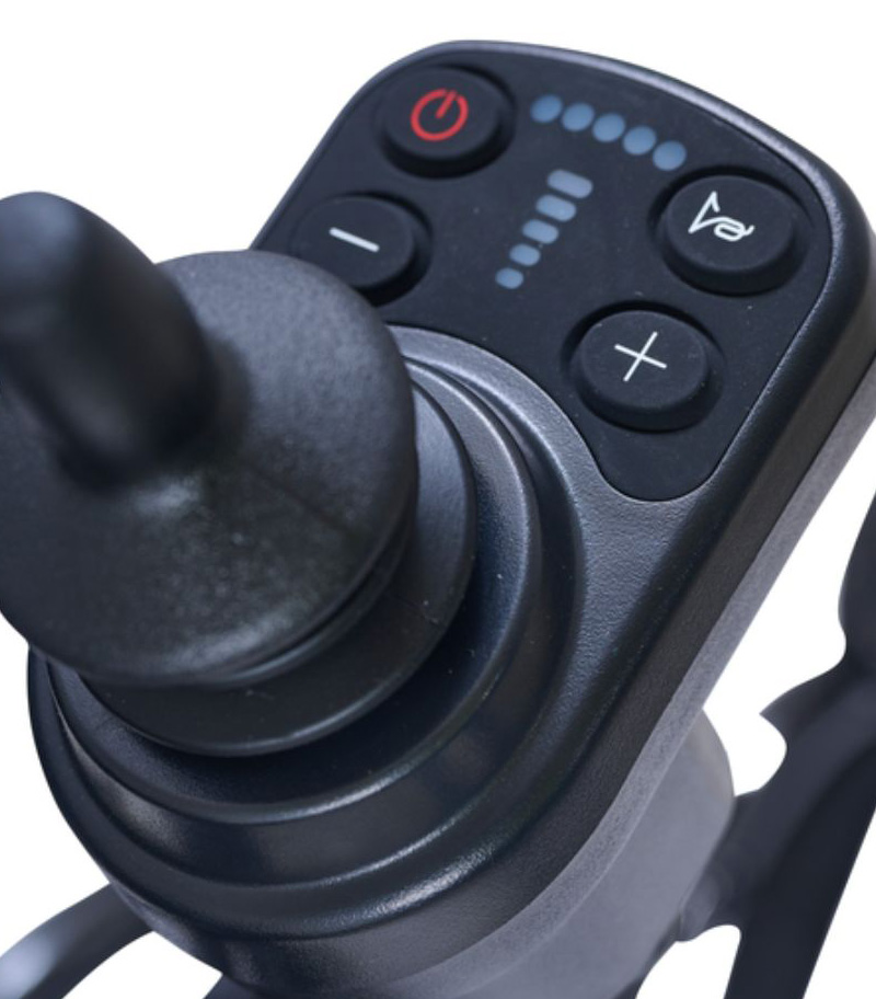 Cricket-GP309-Controls Cricket LT Carbon power wheelchair close-up view of the hand control.