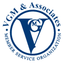 Logo for VGM & Associates, featuring a large blue letter V with the letters G and M inside it. The text "VGM & Associates Member Service Organization" circles around the logo, highlighting our Accessibility Affiliations Access.